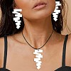 Irregular Geometry Acrylic with Imitation Leather Cord Pendant Necklace & Stud Earring Sets FS-WGB043E-02-1