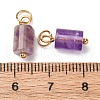 Natural Amethyst Column Charms with 304 Stainless Steel Jump Rings G-Q032-01D-3