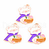 Light Gold Tone Alloy Enamel Pendants ENAM-T018-03-1