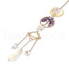 Wire Wrapped Natural Amethyst Ring with Tree of Life Pendant Decorations HJEW-K046-05G-06-3