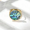 Flat Round 304 Stainless Steel Paua Shell Cuff Rings for Women RJEW-G346-02G-01-2