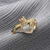Brass Micro Pave Cubic Zirconia Adjustable Finger Rings for Women RJEW-M099-02G-1