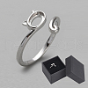 Anti-Tarnish  1Pc Rhodium Plated 925 Sterling Silver Open Cuff Ring Findings FIND-NB0004-89-7