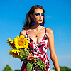 FIBLOOM Sunflower Jewelry Set with Imitation Pearl Beaded SJEW-FI0001-30-5