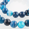 Natural Striped Agate/Banded Agate Round Bead Strands G-E233-07-1
