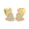 Heart Clear Cubic Zirconia Stud Earrings EJEW-N054-46G-1