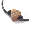 Natural Tiger Eye Heart Braided Cord Bracelet BJEW-JB07685-01-4