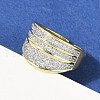 Brass Micro Pave Cubic Zirconia Open Cuff Ring for Women RJEW-F177-03GP-08-1