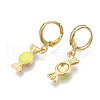 Brass Enamel Huggie Hoop Earrings EJEW-T014-19G-07-NF-2