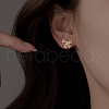 Bowknot Brass Stud Earrings for Women EJEW-P288-02G-1