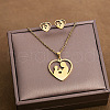 304 Stainless Steel Pendant Necklaces & Stud Earrings Sets WG82A44-22-1
