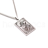 304 Stainless Steel Curb Chain Rectangle with Constellation Pendant Necklaces PW-WG0F5D0-28-1
