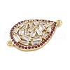 Rack Plating Brass Orchid & Clear Cubic Zirconia Teardrop Connector Charms KK-A234-073G-2