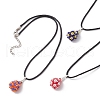 3Pcs 3 Colors Glass Seed Beaded Teardrop Pendant Necklaces NJEW-MZ00069-2