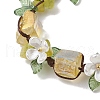 Electroplated Natural Olive Jade Chip Bead Braided Bead Bracelets for Women BJEW-TA00610-03-3