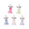Spray Paint ABS Plastic Imitation Pearl Beads with Transparent Frosted Acrylic Bead and Alloy Beads and ABS Plastic Imitation Pearl Round Beads Pendants PALLOY-JF03723-1
