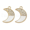 304 Stainless Steel Pave Natural White Shell Moon Pendants STAS-I325-030G-1