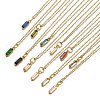 Rectangle Cubic Zirconia Pendant Necklaces NJEW-F303-02G-1