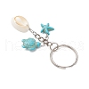 Synthetic Turquoise with Natural Mixed Cowrie Shell Keychain KEYC-JKC01265-5