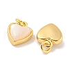 Natural Shell & Brass Heart Charms with Jump Rings KK-P275-09G-2