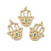 Rack Plating Brass Pave Cubic Zirconia Pendants KK-O142-19G-1
