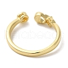 Moon with Star Rack Plating Brass Open Cuff Rings for Women RJEW-L123-102G-3