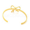 Bowknot Rack Plating Brass Open Cuff Bangles for Women BJEW-P322-06D-G-3