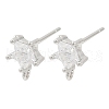 Brass Micro Pave Clear Cubic Zirconia Stud Earring Findings KK-Z099-02P-04-1