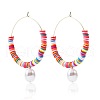 Bohemia Style Colorful Clay Beads Hoop Earrings JF2291-3-1