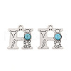 Synthetic Turquoise & Alloy Pendants PALLOY-H146-01AS-H-1