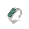 316L Stainless Steel Natural Malachite Finger Rings for Women RJEW-U054-02C-01P-4