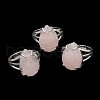 Natural Rose Quartz Teardrop Adjustable Rings RJEW-K241-03P-14-5