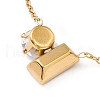Rectangle & Flat Round Cubic Zirconia Pendant Necklace NJEW-P262-32G-3