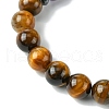 8mm Round Natural Tiger Eye & Natural Lapis Lazuli & Natural Amethyst & Non-Magnetic Synthetic Hematite Beaded Stretch Bracelets BJEW-JB10901-02-3