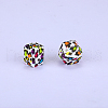 Colorful Pattern Printed Silicone Beads SI-JX0022A-11-1