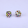 Colorful Pattern Printed Silicone Focal Beads SI-JX0022A-11-1
