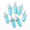 Bullet Dyed Synthetic Turquoise Pointed Pendants X-G-F295-03A-3