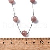 304 Stainless Steel Cat Eye Round Beads Handmade Chain Necklaces for Women NJEW-C073-01P-01-5