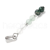 Faceted Round Natural Quartz Crystal & Green Aventurinee & Malachite Beaded Pendants PALLOY-JF03529-06-3