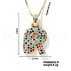 Brass Pave Colorful Cubic Zirconia Letter Pendant Box Chain Necklaces NU0575-18-1