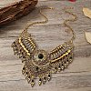 Ethnic Style Zinc Alloy Pave Synthetic Turquoise Teardrop Statement Chunky Bib Necklaces for Women FS-WG23959-03-2