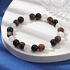 Natural Yellow Tiger Eye & Selenite & Eyeless Obsidian Round Beaded Stretch Bracelets BJEW-JB10114-03-2