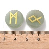 Brass Elder Futhark Alphabet Engraved Symbol Flat Round Natural Green Aventurine Rune Stones G-I373-01I-3