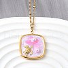 Summer Beach 304 Stainless Steel Lavender Enamel Pendant Necklaces for Women NJEW-U043-01A-G-1