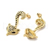Fox Brass Dangle Stud Earrings EJEW-L268-003G-2