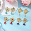 4 Pairs 4 Style Brass Mixed Stone Stud Earrings for Women EJEW-JE06244-1