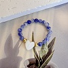 Round Natural Blue Spot Jasper Stretch Rings PW-WG2083B-06-1