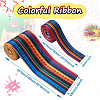 2Rolls 2 Styles Stripe Pattern Printed Polyester Grosgrain Ribbon OCOR-TA0001-37K-3