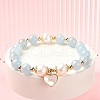 Natural Mixed Gemstone & Pearl Beaded Stretch Bracelet BJEW-JB09360-4