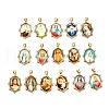 Rack Plating Brass Micro Pave Cubic Zirconia Glue Photographic Paper Pendants KK-D343-04G-1